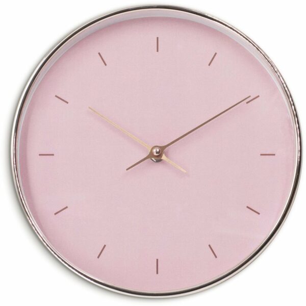 Wall-Art Wanduhr Minimalistisch Ø 25 cm Rosa und Roségold-Optik