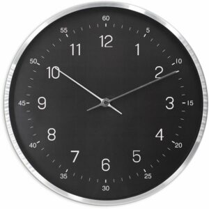 Wall-Art Wanduhr Modern Ø 30 cm Schwarz und Silber-Optik