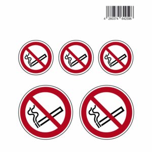 Signum Safety Signs Aufkleber Verbotsschild Rauchen verboten 14x12 cm 5 Stück