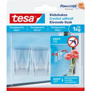 Tesa Klebehaken für transparente Oberflächen und Glas (max. 1 kg)