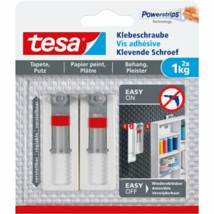 Tesa Klebeschraube für Tapeten und Putz verstellbar (max. 1 kg)