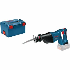 Bosch Professional Akku-Säbelsäge GSA 18 V-Li Solo in L-Boxx mit Säbelsägeblatt