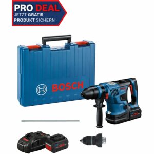 Bosch Professional Akku-Bohrhammer Biturbo GBH 18V-34 mit 2 Akkus