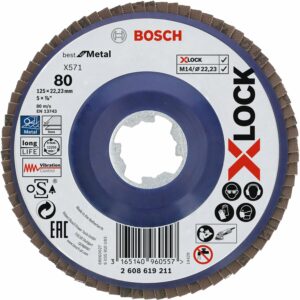 Bosch X-Lock Fächerschleifscheibe X571 Best for Metal gerade Ausführung 125 mm K