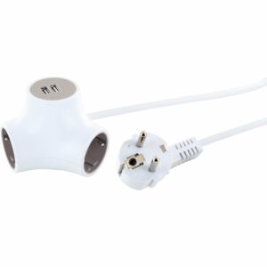 Schwaiger Steckdosen Y-Verteiler mit 3x Schuko und 2x USB 1