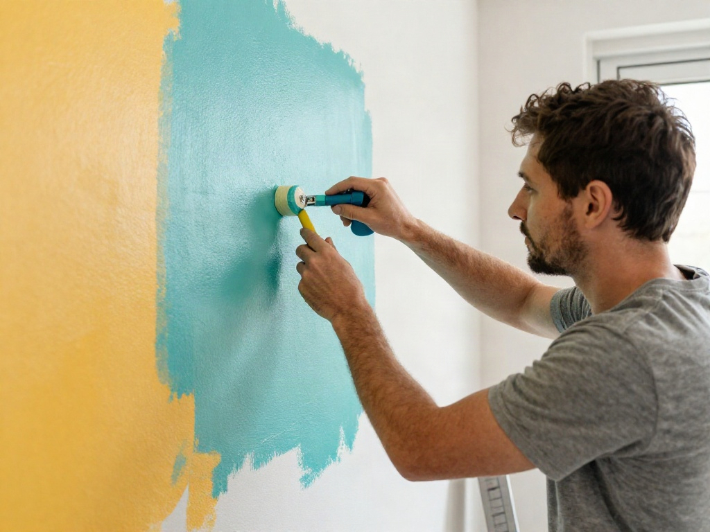 bunte Wand weiß streichen